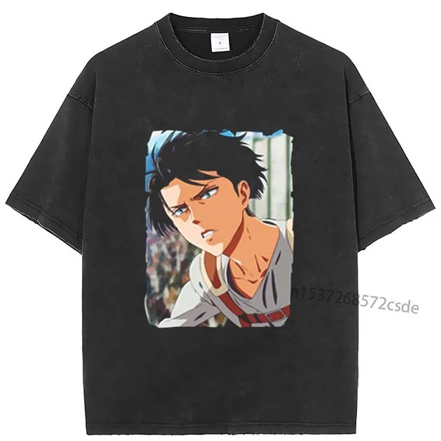

Levi Ackerman T Shirt Anime Pure Cotton Clothing Casual Short Sleeve Round Collar Tees T-Shirt Japanese Tee Shirt Men