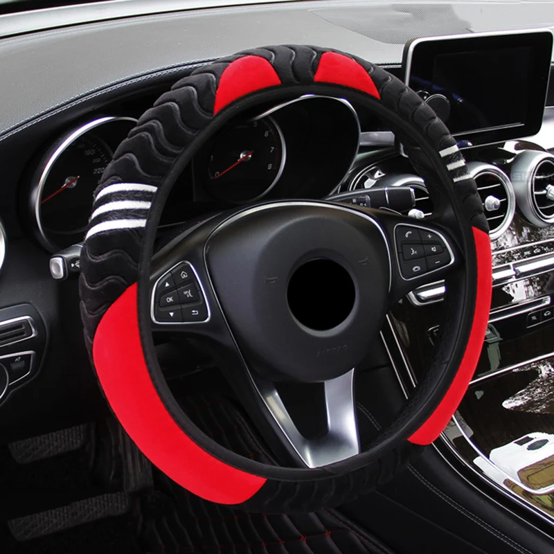 15" 38cm Car Steering Wheel Cover Plush Little Monster Elastic Warm Anti-slip Wheel Cover Car Styling Accessories for Women steering wheel cover