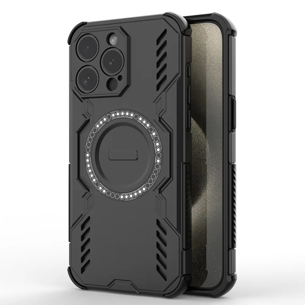 Rugged Magnetic Shockproof Armor Phone Case with Wireless Charging Compatibility