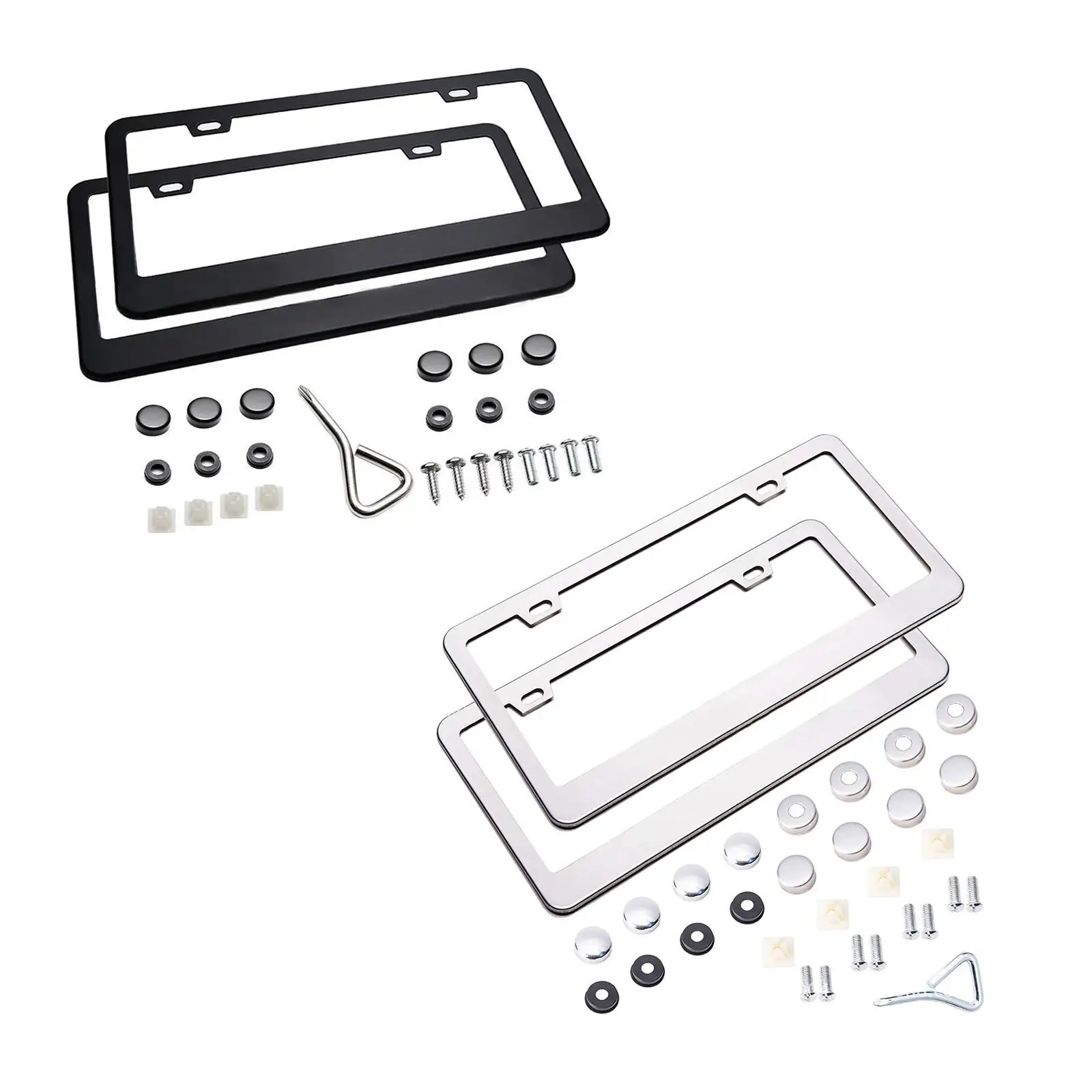 

2 Pieces Front Rear License Plate Frame Durable Protective Easy to Install High Quality Auto Decoration License Plate Bracket