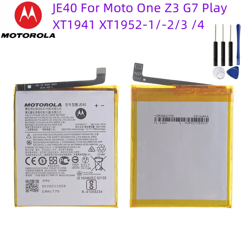 Batería JE40 para Motorola One, Moto Z3, Moto G7, Play, XT1941, XT1952 1, XTOriginal, XT1952 2
