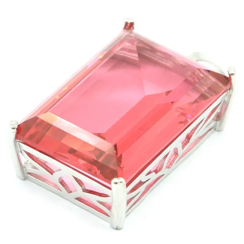 14g Customized 925 SOLID STERLING SILVER  PENDANT Big Rectangle Green Peridot Tsavorite Garnet Orange Spessartine Garnet Pink Mo