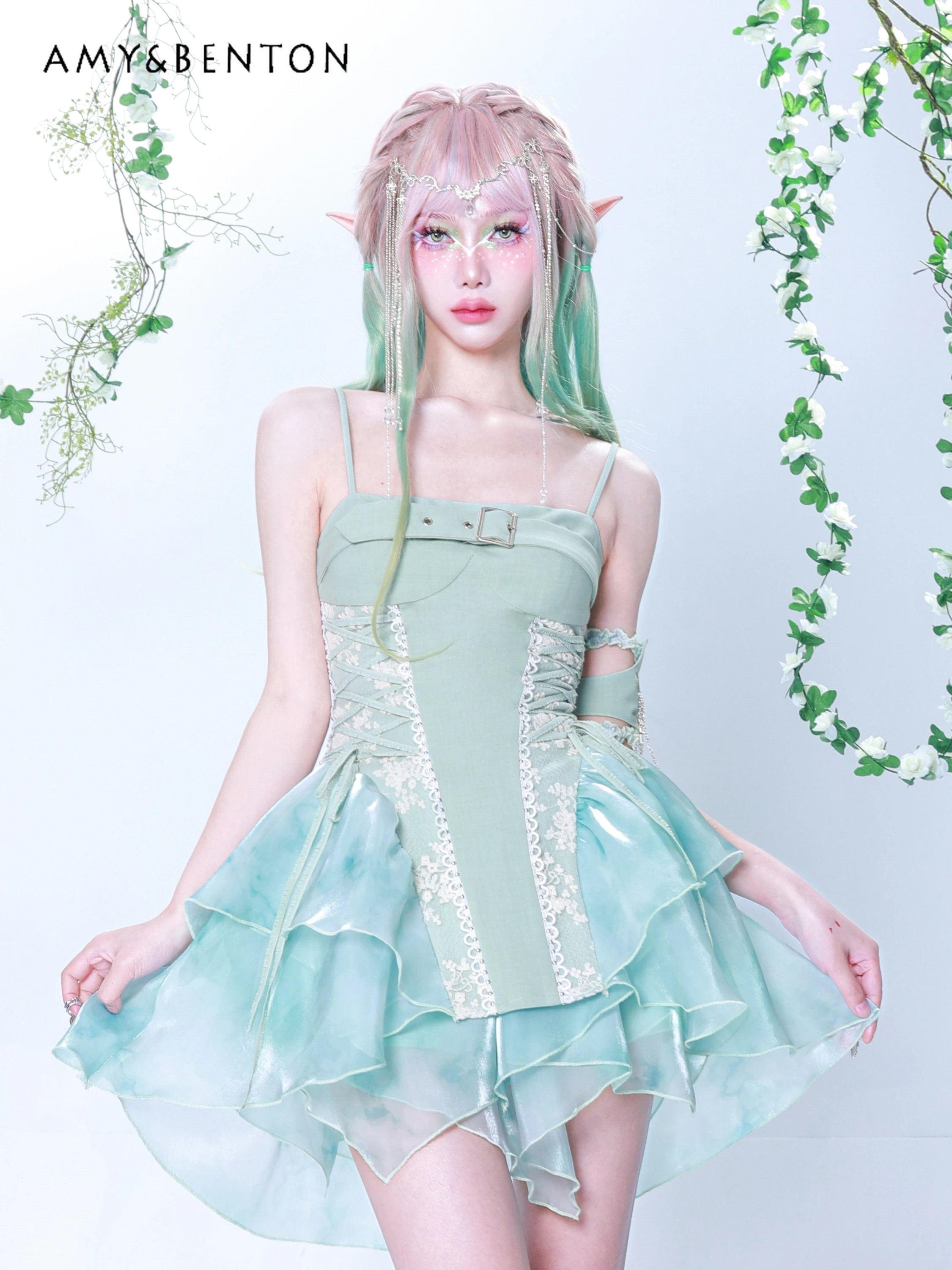 

Высококачественное изысканное кружевное платье ручной работы на шнуровке с принтом на завязках без рукавов Лолита летнее элегантное мини-платье с открытыми плечами