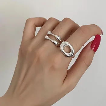 Anelli Semplici in Acciaio Inossidabile per Donne, Gioielli Geometrici alla Moda, Anelli Aperti Fatti a Mano, Anallergici, Regali per Feste, Novità