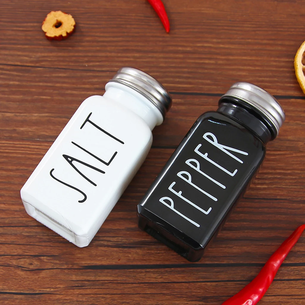 Salt and PepperSalt and Pepper Shaker Set Condiment Bottle Jars Pots Stainless Steel Lid Dispenser for Kitchen Cooking Tools