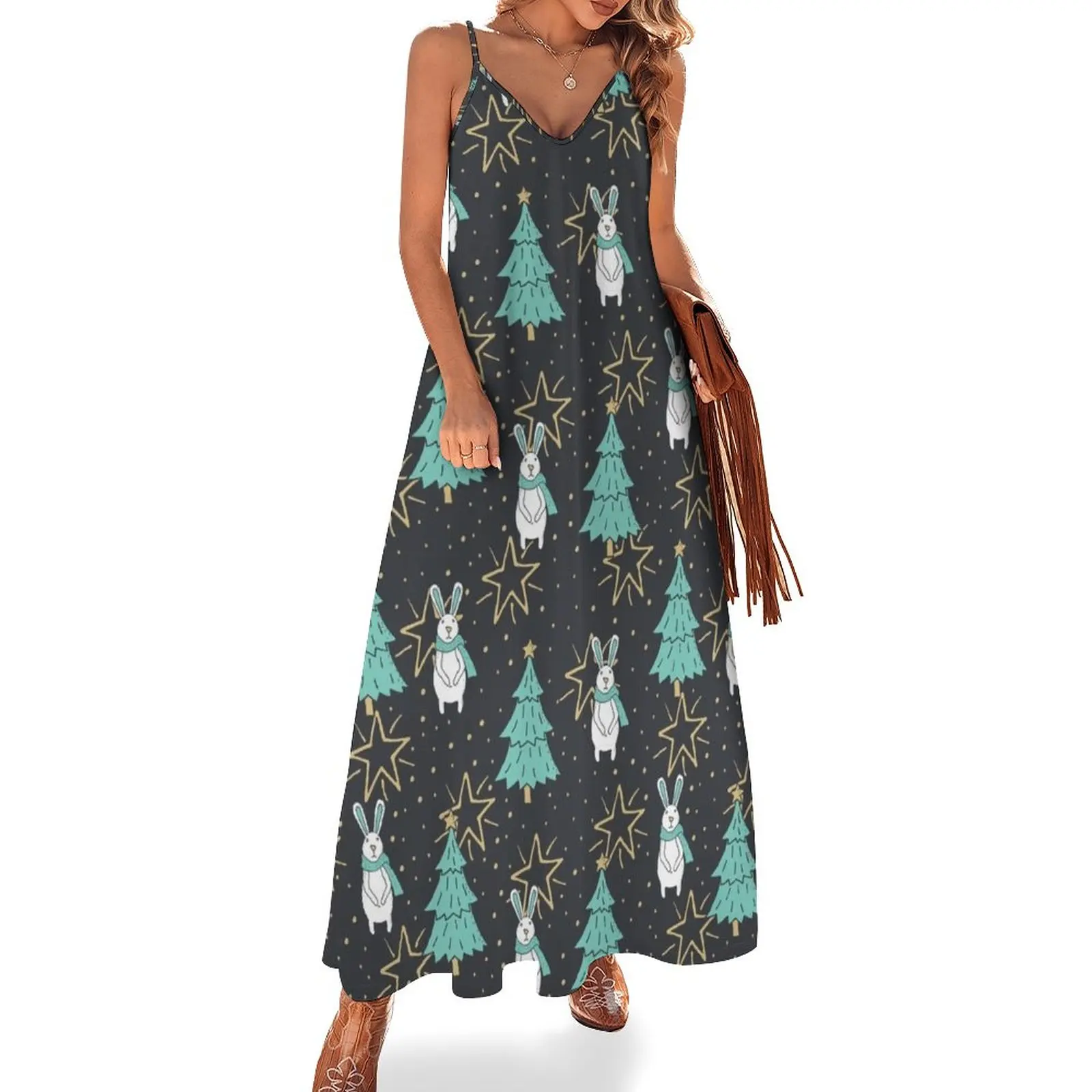 

New Christmas bunny Sleeveless Dress summer dresses women 2023 elegant dresses plus sizes ceremony dresses