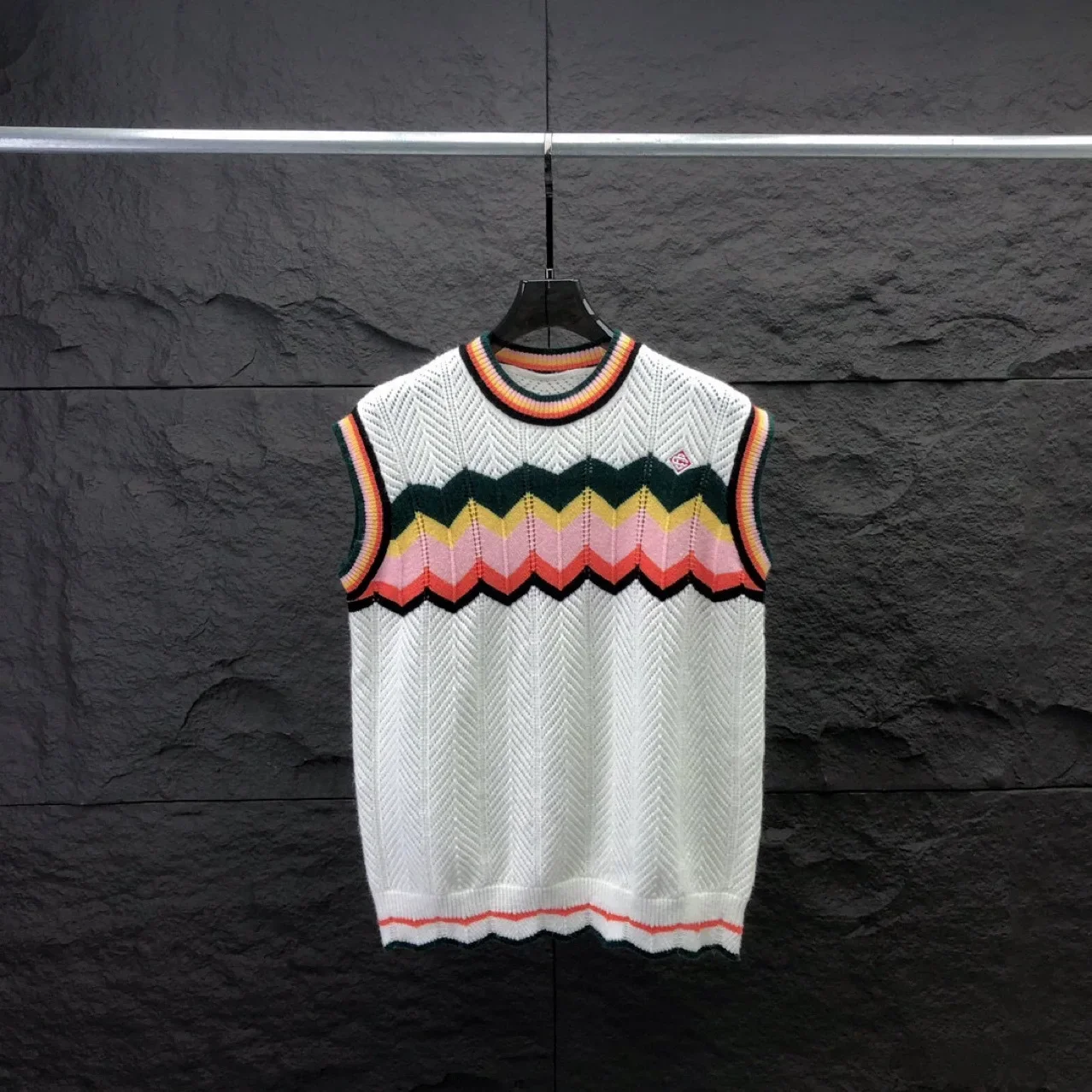

Sweater Vest Men Daily Comfortable Sleeveless O-neck Contrasting Colors Daily All-match SummermBeach Chic Streetwear Simple
