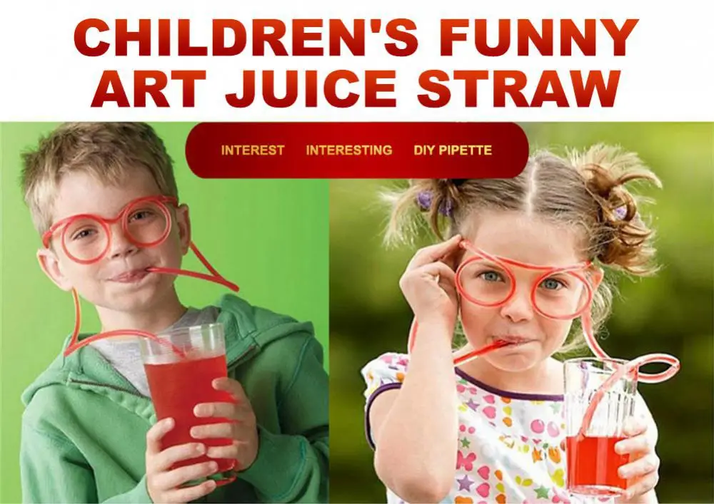 Description Picture 2 of itemSoft Plastic Glasses Straw Funny Flexible Drinking Tube Birthday Christmas Party Accessories Plastic Drinking Straws Kids Gift