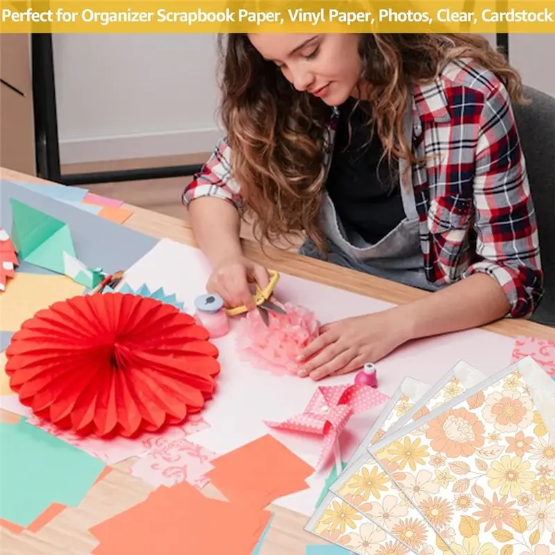 A29F-50Pcs 버클 디자인이 있는 스크랩북 종이 보관함, 스크랩북 종이 보관함을 보관하기 위한 라벨 60개가 포함된 스크랩북 종이 보관함