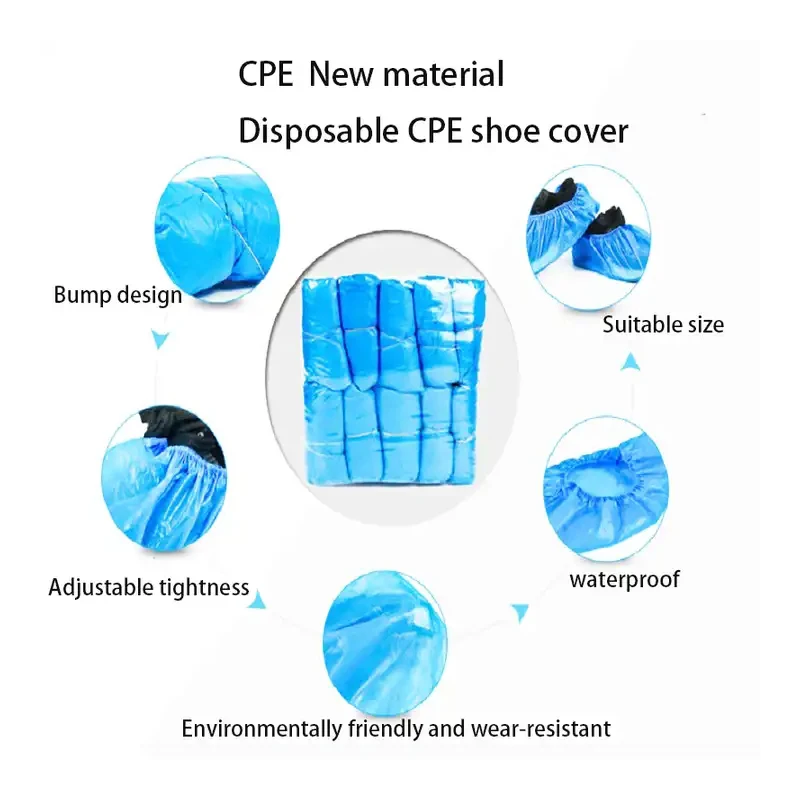 Disposable Shoe Covers Plastic Shoe Cover Rain Shoe Covers Shoe Covers 100 PCS Plastic Disposable Shoe Covers Cleaning Overshoes Outdoor Rainy Day Carpet Cleaning Shoe Cover Waterproof Covers