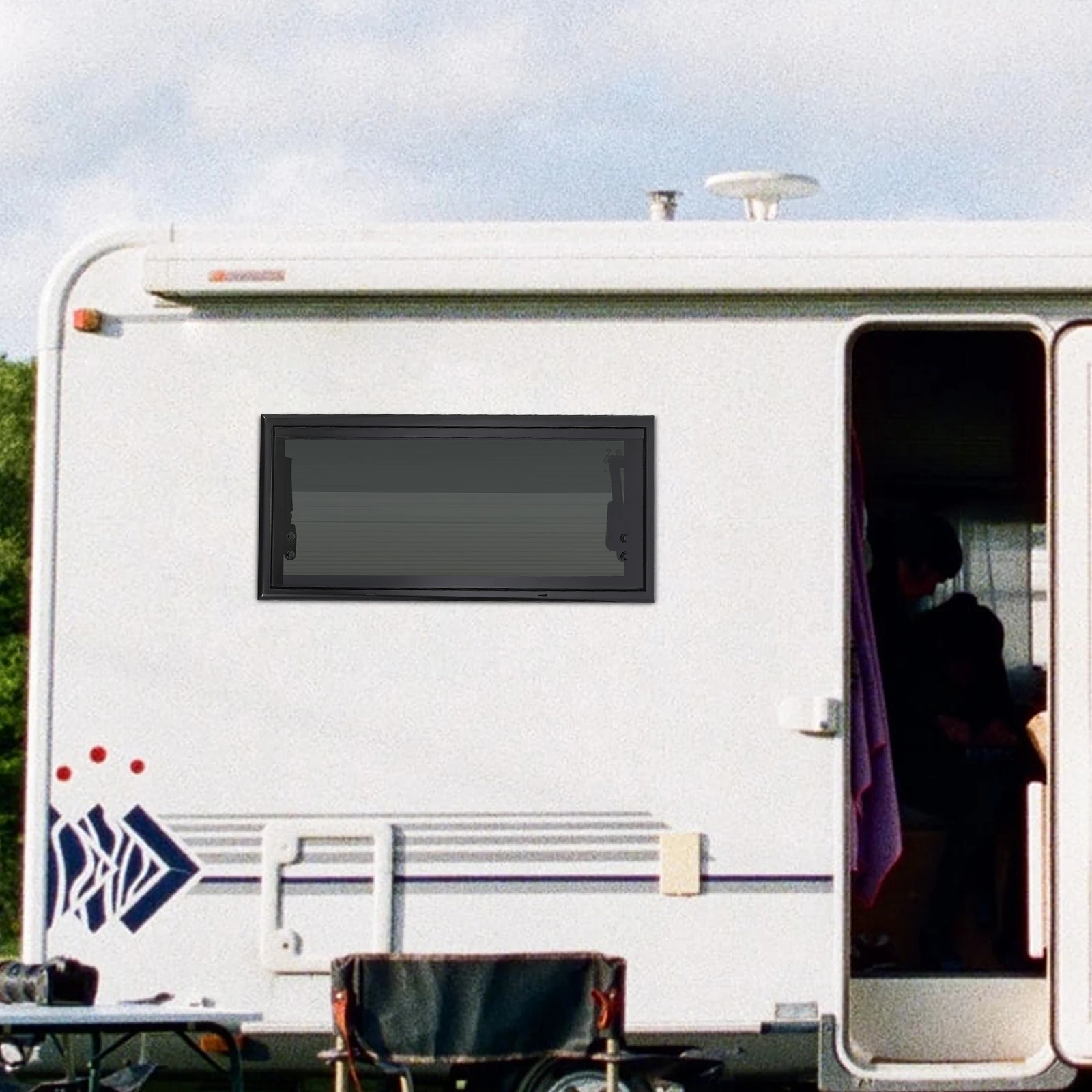 RV-Außenfenster, 700 x 300 mm, RV-gehärtetes nach außen gebogenes Fenster mit Fenster, Sonnenschutz, RV-Außenfenster, RV, Wohnwagen, Wohnmobil, Fenster – Detail 6