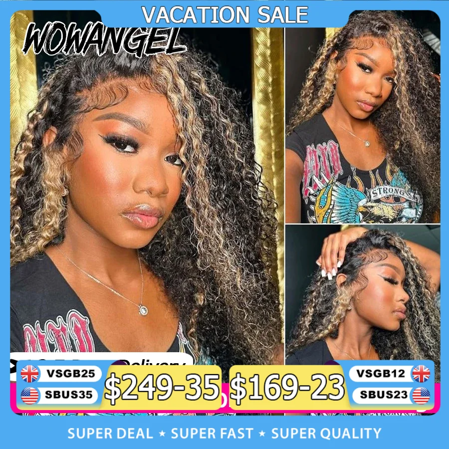 Highlight Water Wave 1B/27 Wig 100% Human Hair 13x6 HD Lace Full Frontal Wig Ombre Honey Blonde Colored Curly Human Hair Wig