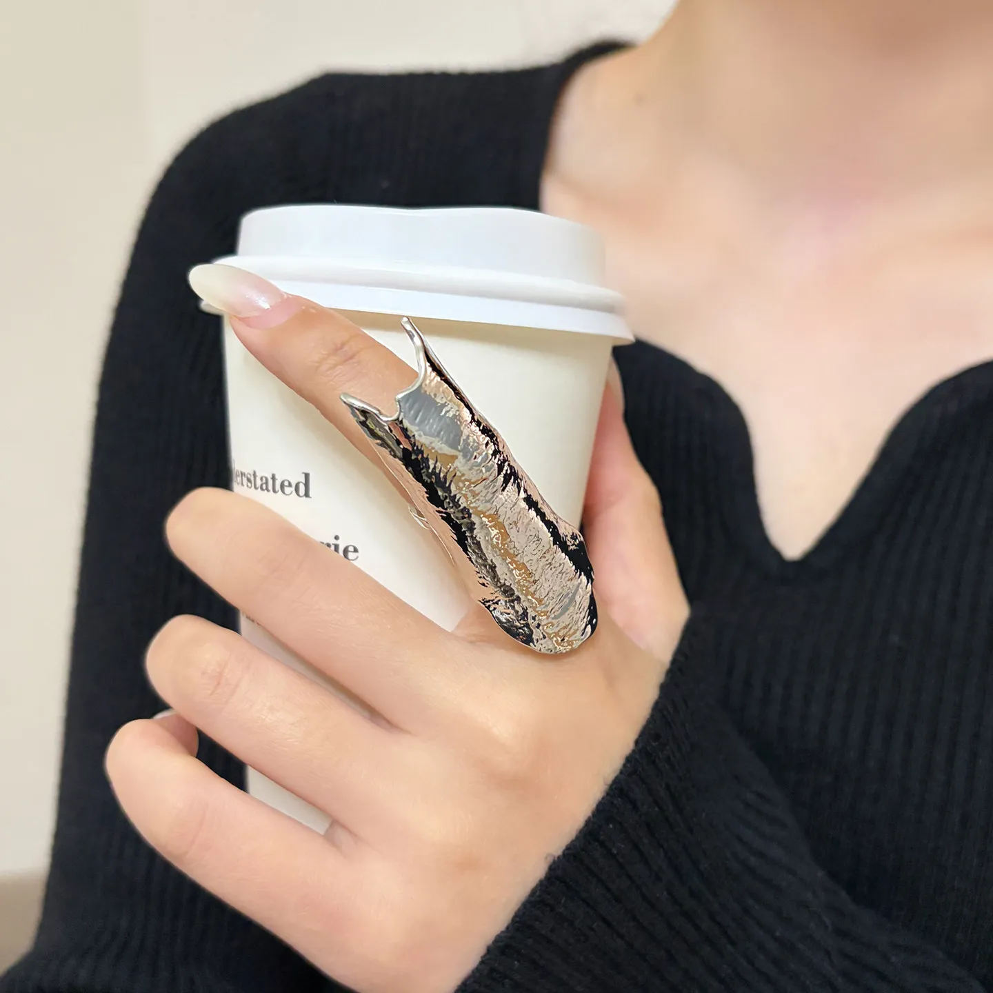 Vintage Gold Pleated Irregular Wide Band Adjustable Ring - Luxury Minimalist Jewelry