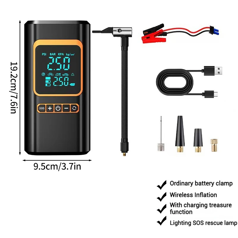 4 IN 1 Car Jump Starter 8000mAh Power Bank 12V Emergency Battery Booster Starting Device 150PSI Car Air Pump With Lighting