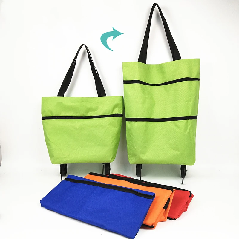 

Folding Shopping Pull Cart Trolley Bag With Wheels Foldable Shopping Bags Reusable Grocery Bags Food Organizer Vegetables Bag