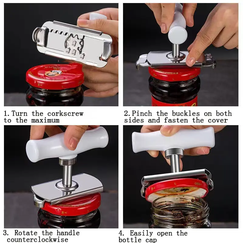 Bottle Opener Home Stainless Steel Quick Adjustable Can Opener Glasses Jar Lid Kitchen Gadgets