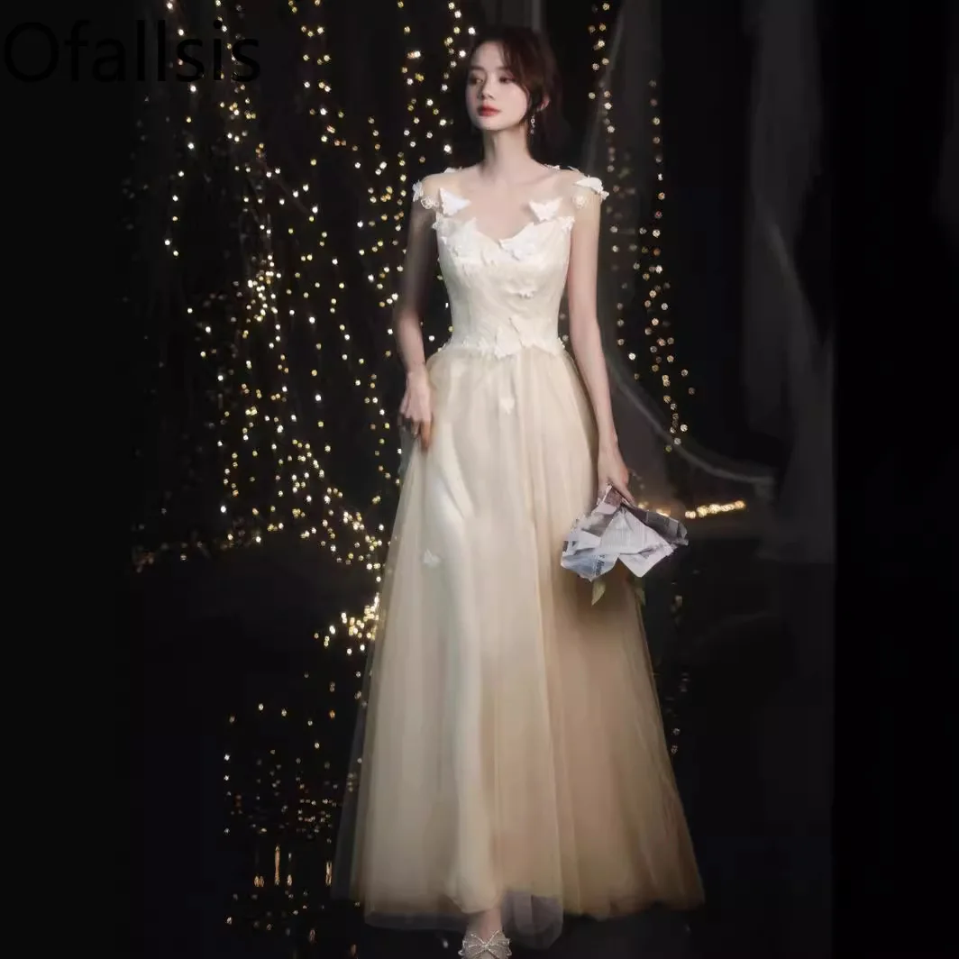 

Ofallsis Champagne Wedding Bridesmaid Dress 2024 Summer New Light Luxury Birthday Party Appreciation Banquet Evening Dresses