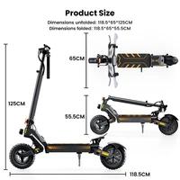 Trottinette électrique pliable pour adultes W10, moteur 1200W, vitesse maximale 50KM/H, 48V15AH, autonomie 60KM, amortisseurs avant et arrière, éclairage LED 6