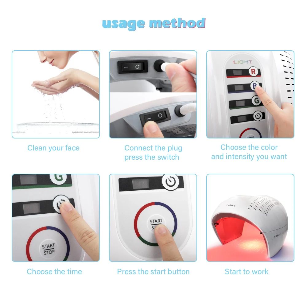 7 Color Upgraded Version Foldable LED Photon Light Therapy Facial Device Skin Rejuvenation Acne Remover Wrinkle Beauty Machine