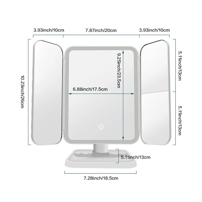 Trifold LED Makeup Mirror 5