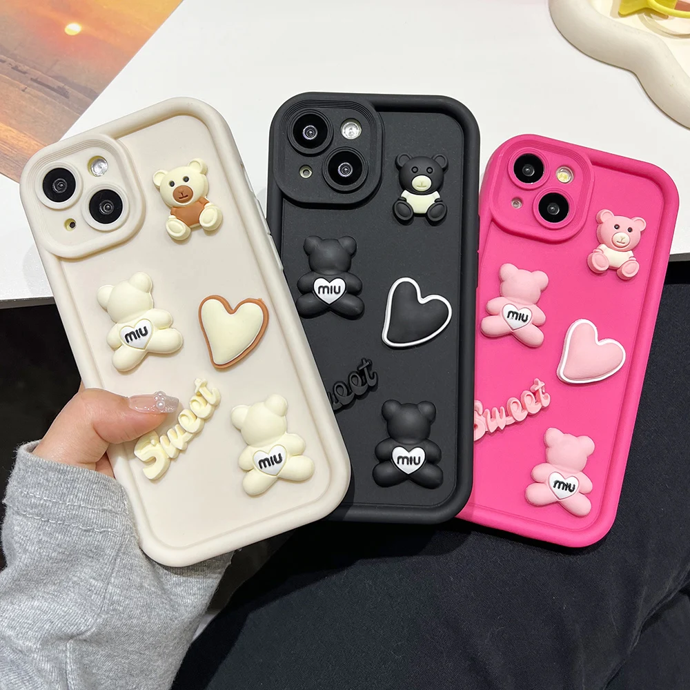 Luxury Cute Bear Phone Case For iPhone 16 Pro Max Funda iPhone thumbnail 5