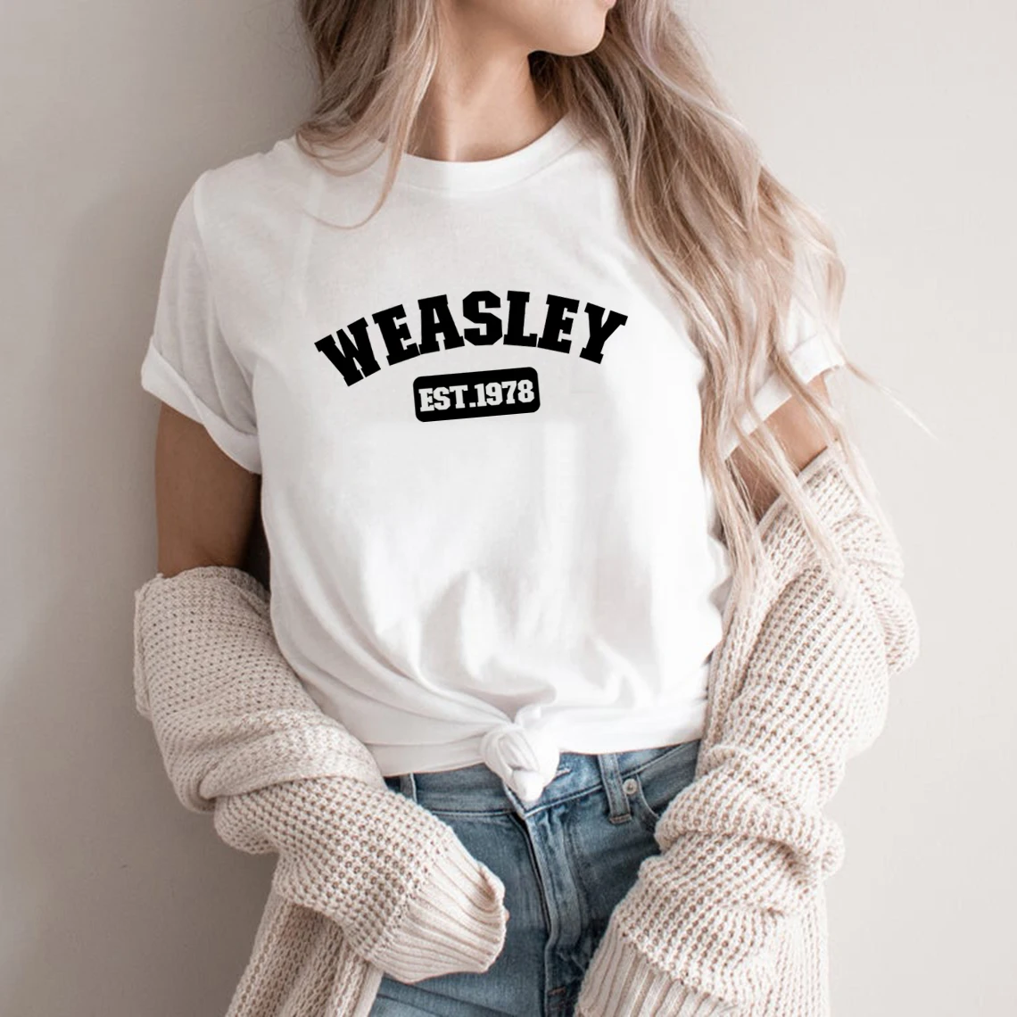 Weasley Est 1978 футболка Twins рубашка HP в стиле унисекс Графические футболки женские с