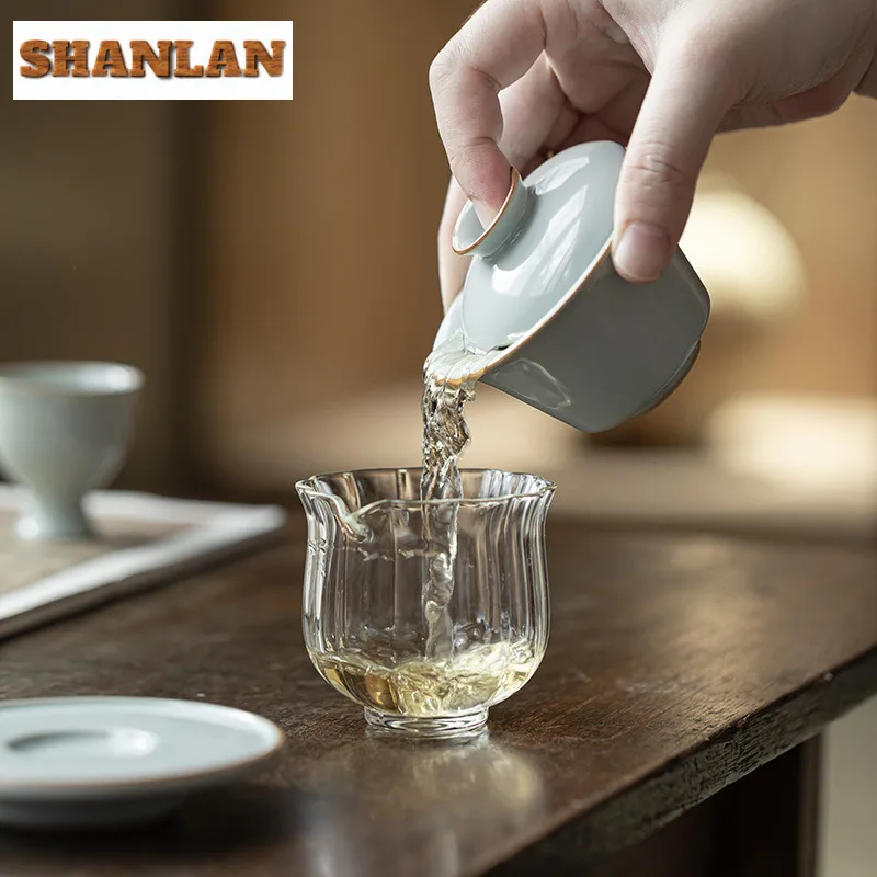 80ML High End Azure Ru Kiln Ceramic Gaiwan Elegant Three Talent Hand Grip Tea Tureen Tea Maker Cover Bowl For Ornaments Gift
