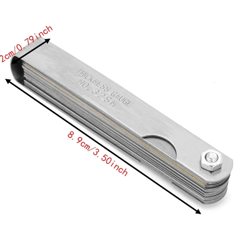 2pcs 32 블레이드 필러 게이지 세트 스테인레스 스틸 미터법 0.04-0.88mm 간격 측정 도구 이중 표시 테이퍼 블레이드