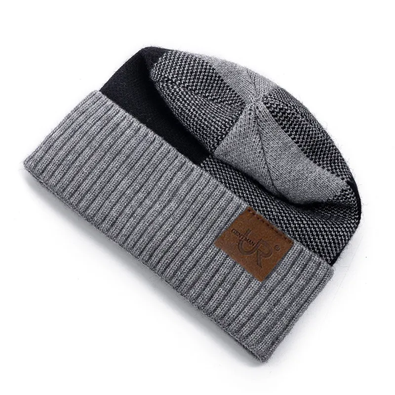 Hot Sale Unisex Winter Hat Add Fleece Warm Cap Lattice Stitching Soft Beanie Hat For Men Women Outdoor Thicken Ski Knitted Hat