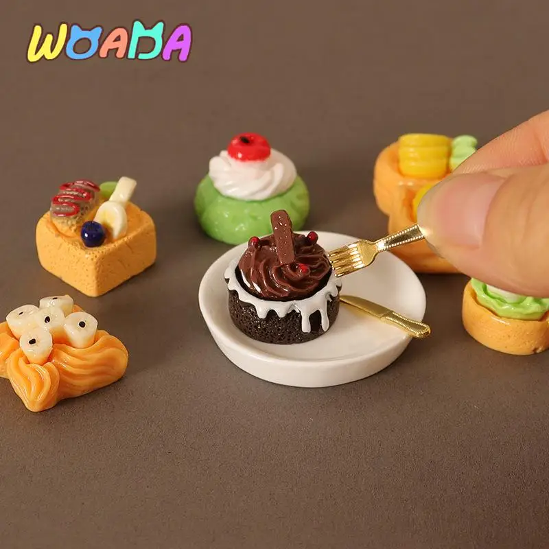 

1/12 Dollhouse Miniature Cake Dishes Set Dollhouse Simulated Dessert Dolls House Kitchen Accessories Kid Pretend Play Toy