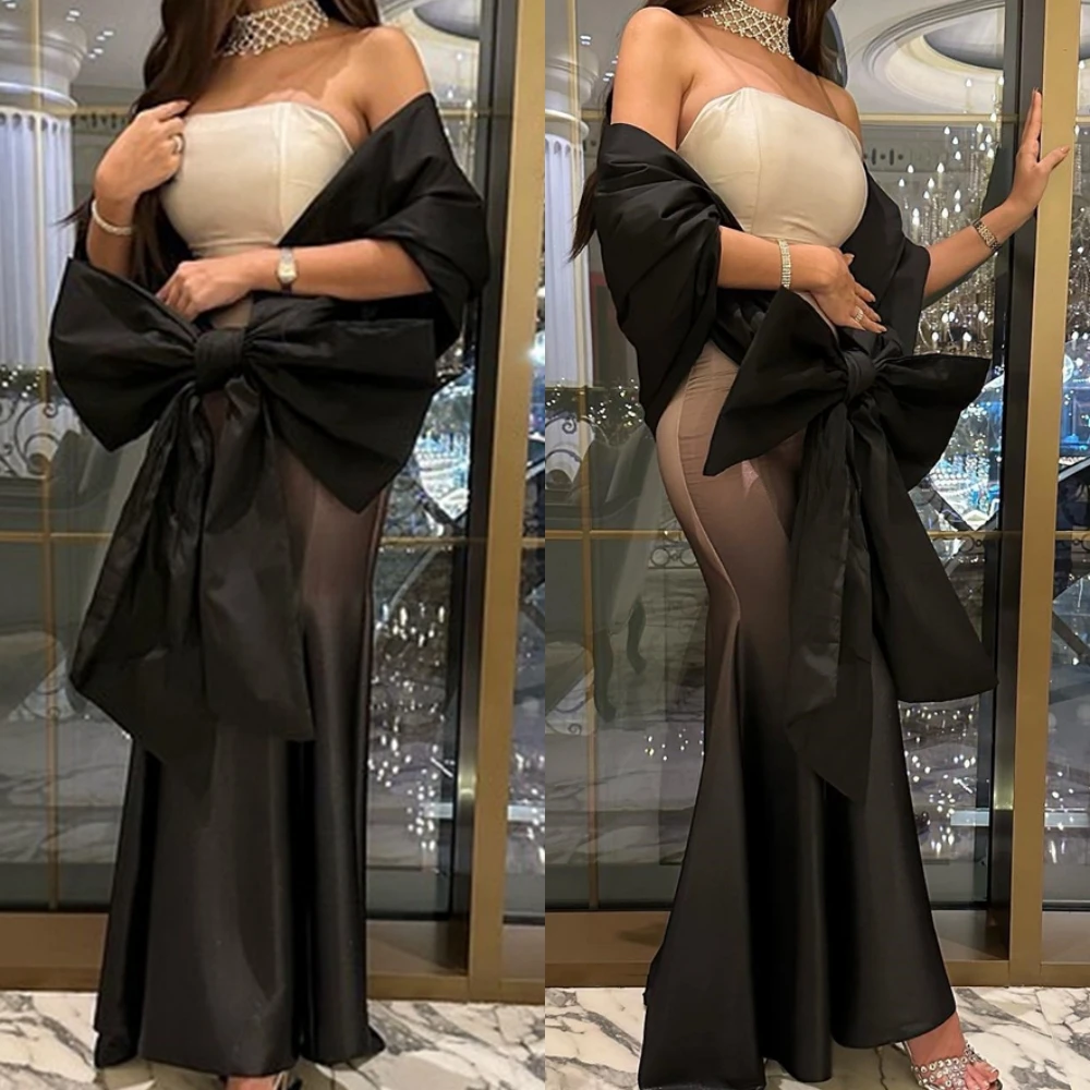

Jiayigong Retro Exquisite Strapless Mermaid Bows Satin Formal Occasion Gown robe de soirée femmes 칵테일드레스 فساتين مناسبة حسب ال