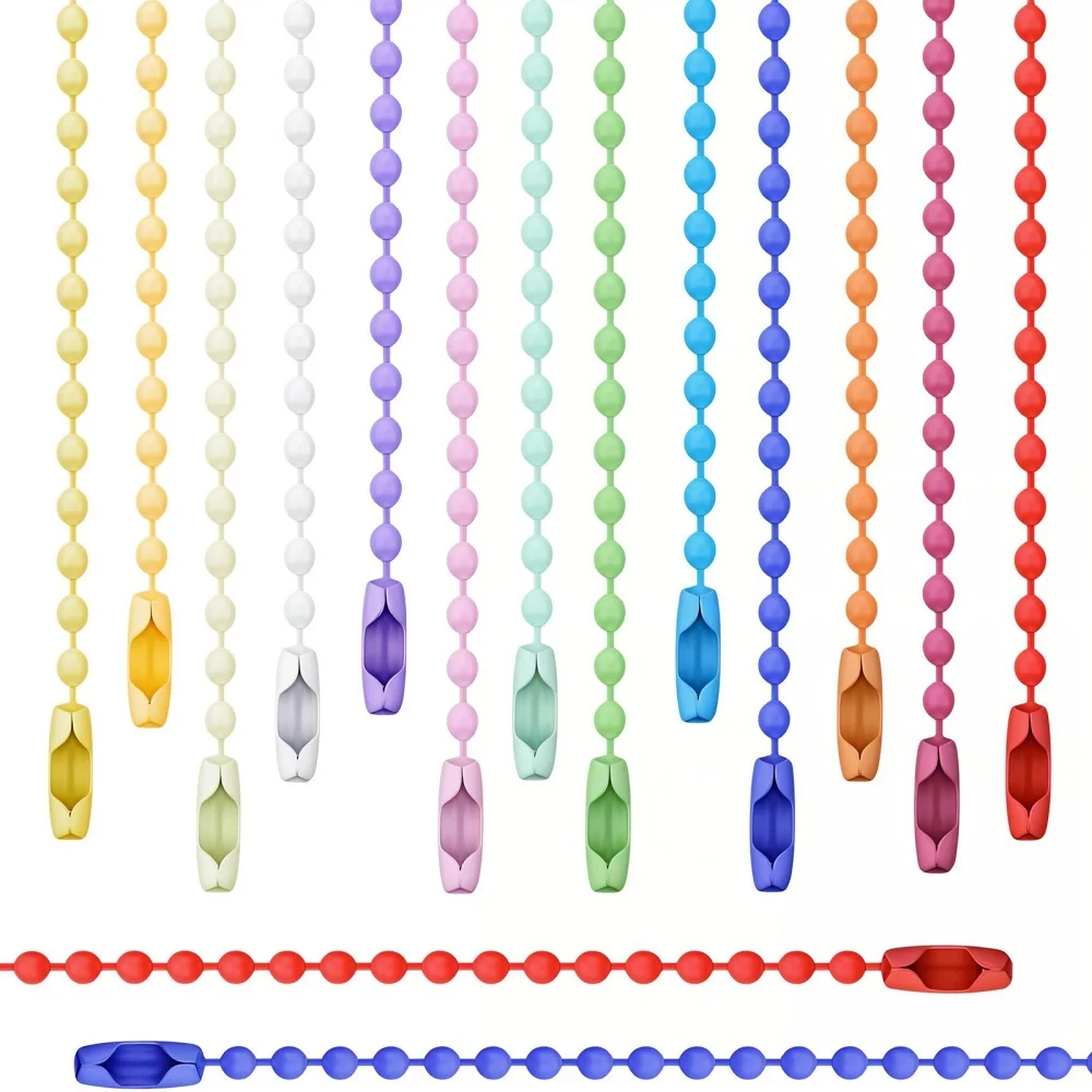 20 개/몫 10/12cm 철 다채로운 볼 비드 체인 키 체인 인형 라벨 핸드 태그 커넥터에 적합 DIY 쥬얼리 만들기 용품