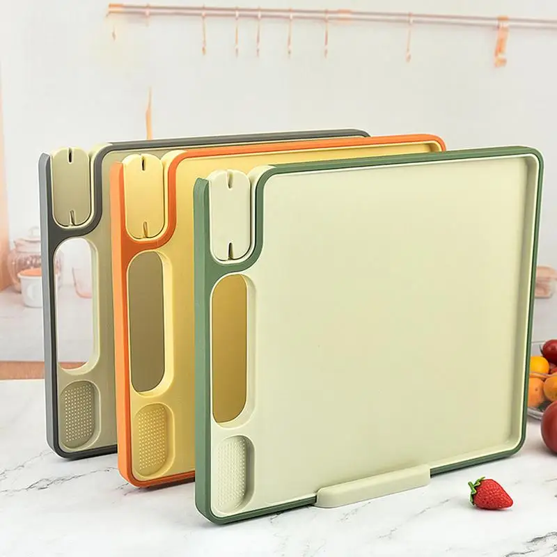 

Kitchen Cutting Boards Reversible Heavy Duty Standing Chopping Board With Grinding Area For Grinding Garlic And Ginger