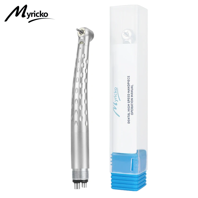 Myricko Dental Led Manipolo Ad Alta Velocità E-Generator Integrato Standard Head Push Button 3 Water Spray 2/4 Fori B2 M4 Air Turbin