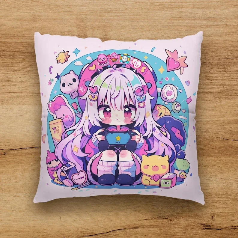

Kawaii Gamer наволочка с аниме напольная Подушка Teen Otaku Indie Grunge Pop Art College Dorm комнатный Декор аниме Merch наволочка