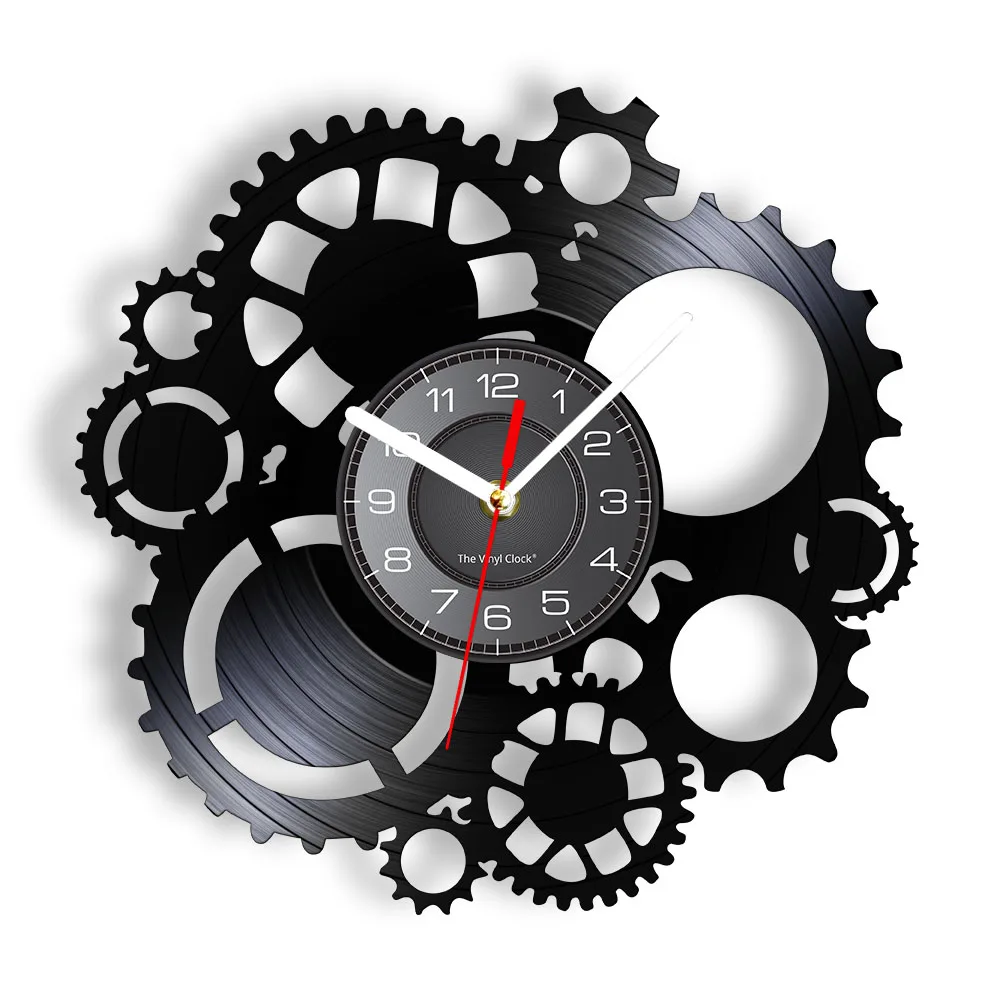 30cm square "gears" acrylic wall clock with metal hands 