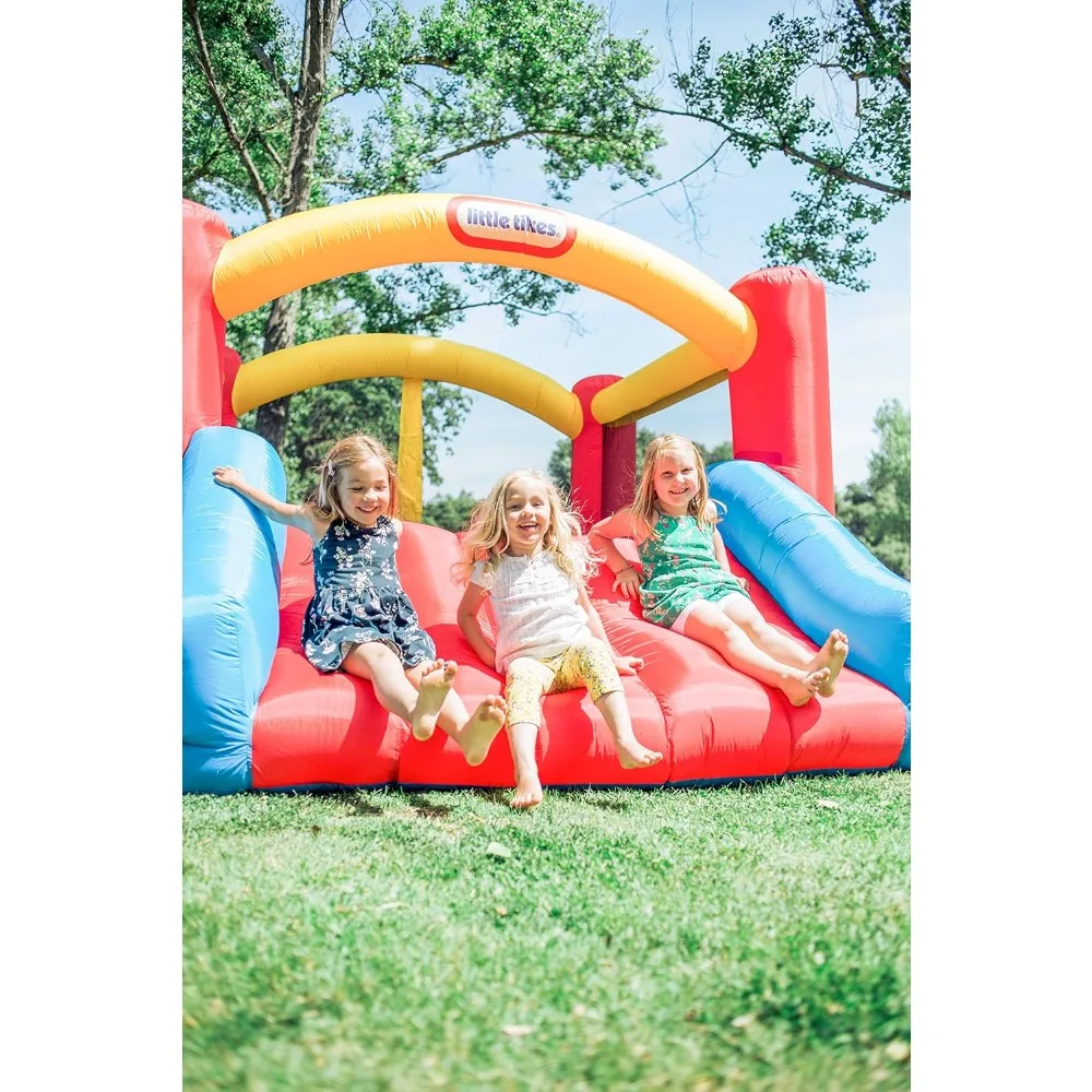 Jump 'n Slide Inflatable Bouncer Includes Heavy Duty Blower With GFCI, Stakes, Repair Patches, And Storage Bag