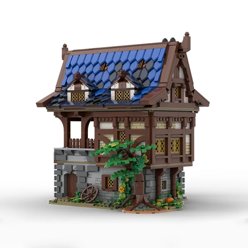 2407PCS 중세 군화 빌딩 블록 중세 스트리트 뷰 시리즈 모듈 형 벽돌 생일 크리스마스 휴일 선물 성인 장난감