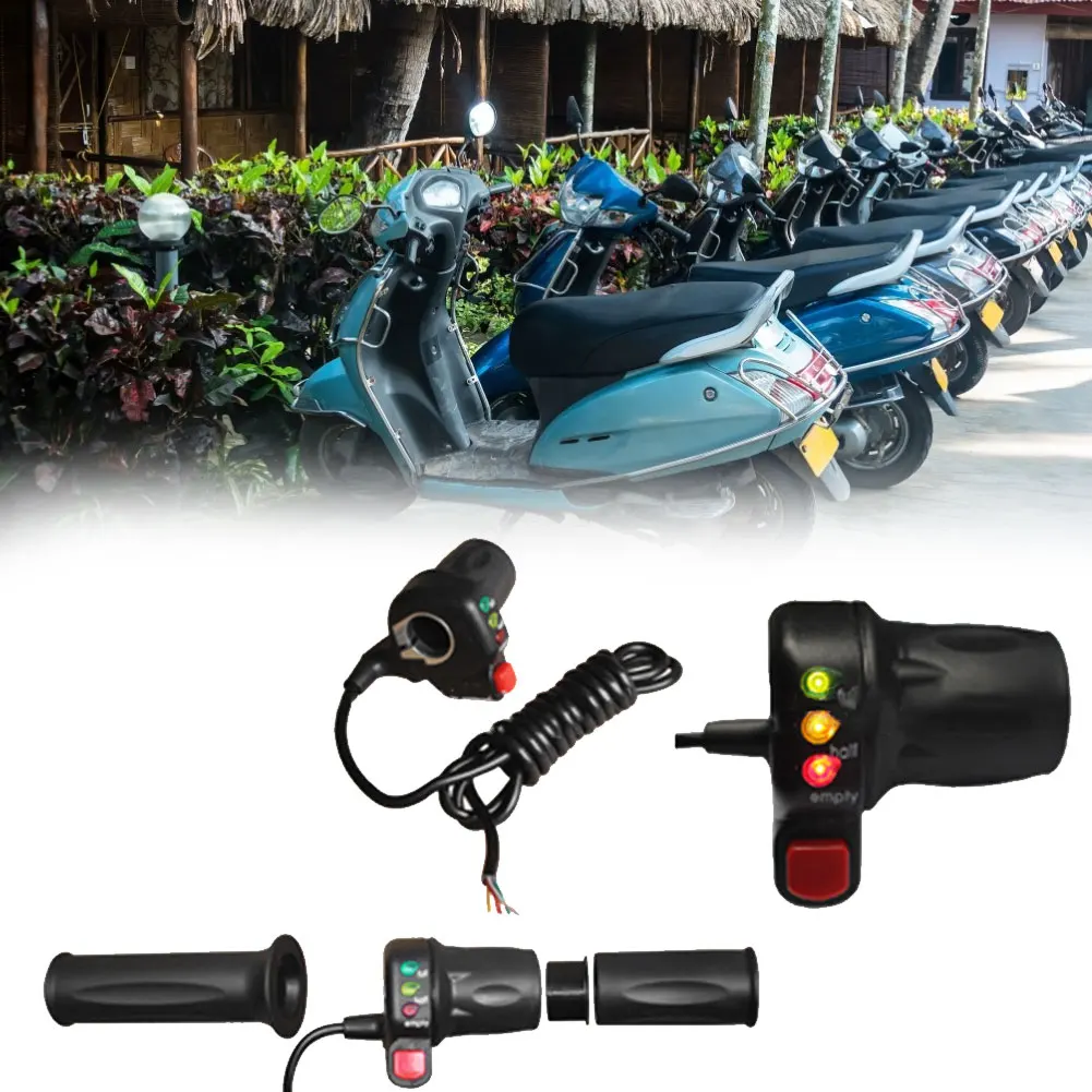 

24/36/48V Electric Bike Throttle Turn Modified Speed Control Handle Bar Throttle Self-locking Parts With Battery Indicator