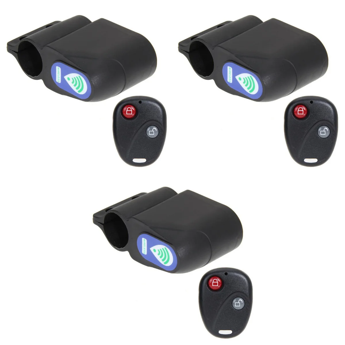 

3pcs Bike Security Alarm 110dB Audible Sound Lock (Black)