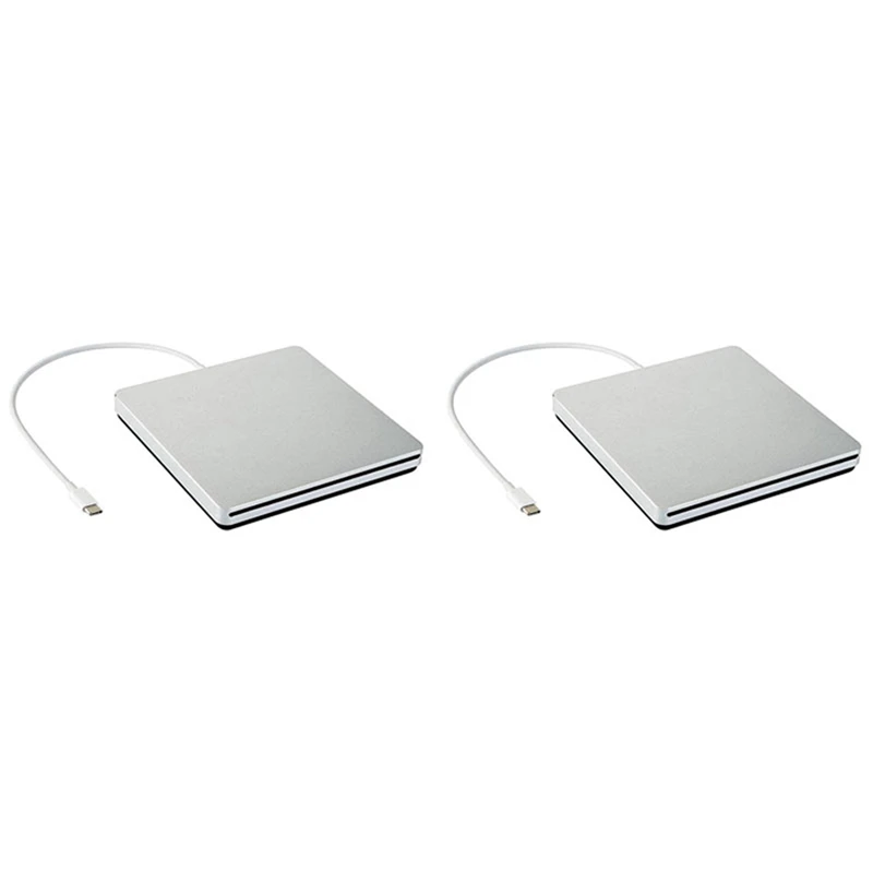

2X External DVD Burner Drive Type-C Optical Disc Drive Slim Slot-In CD/DVD +/- RW Burner USB C Superdrive For Mac/Window