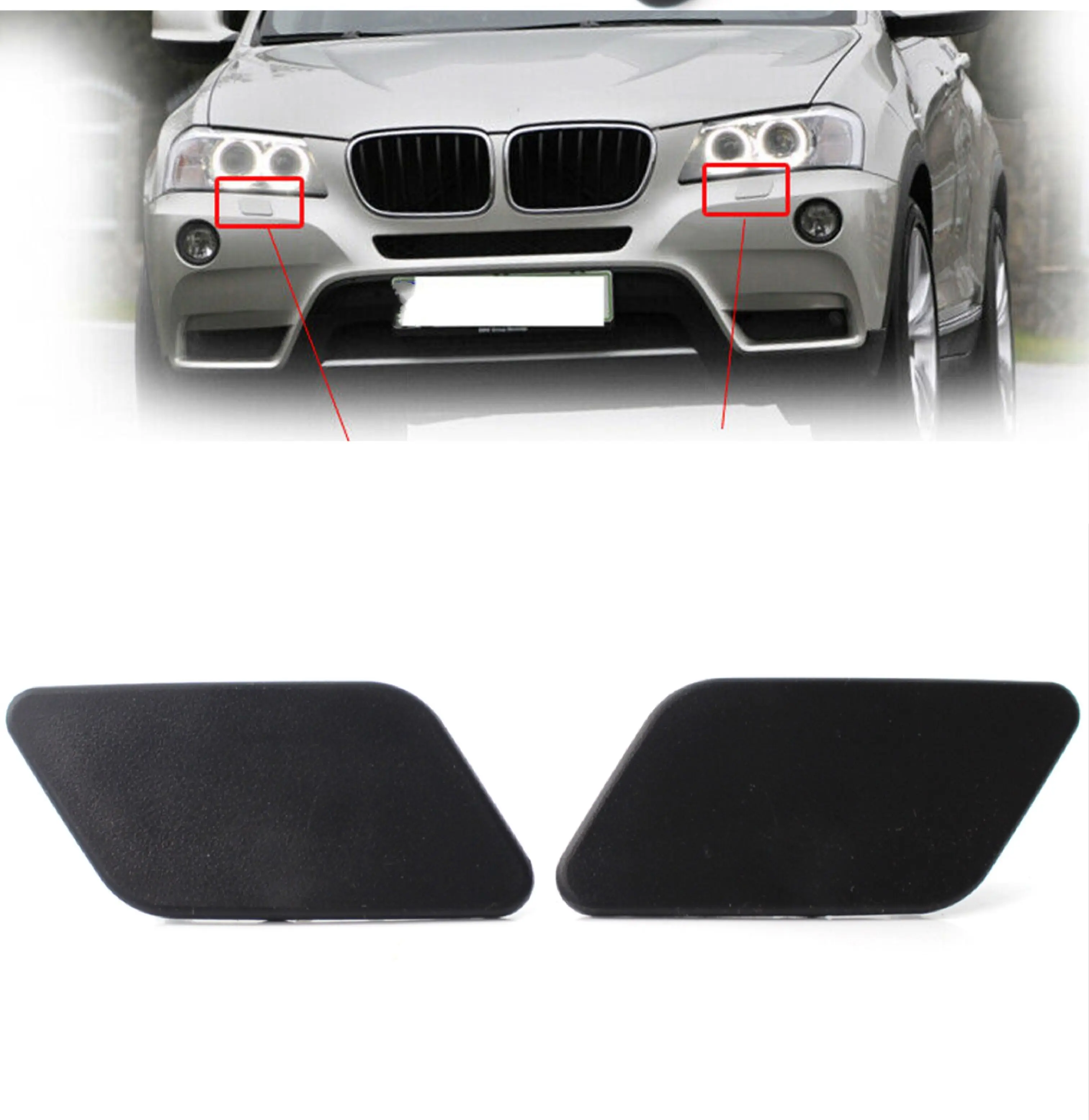 2pcs Car Front Bumper Headlight Washer Cap Cover For Bmw X3 F25 2010