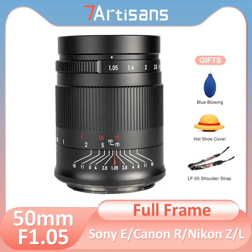 

7artisans 50mm F1.05 MF Full Frame Portrait Large Aperture Lens for Nikon Z Canon RF r6 r8 Sony E alpha Leica L Lumix L Sigma L