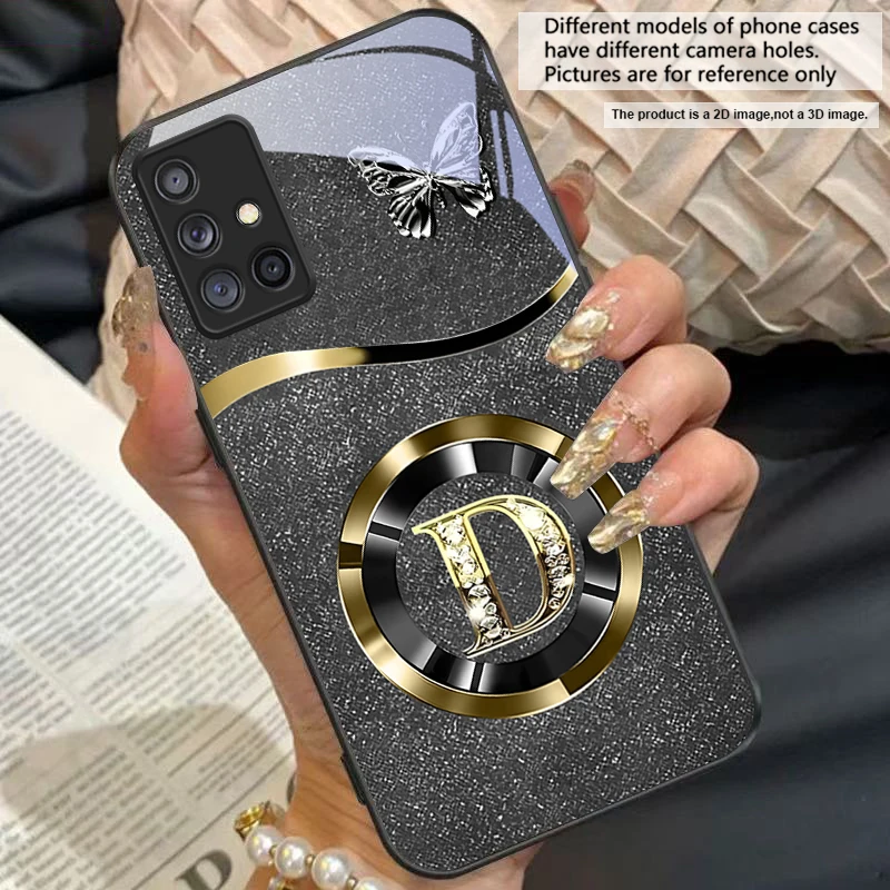 Gold Letter A Badge Glass Phone Case
