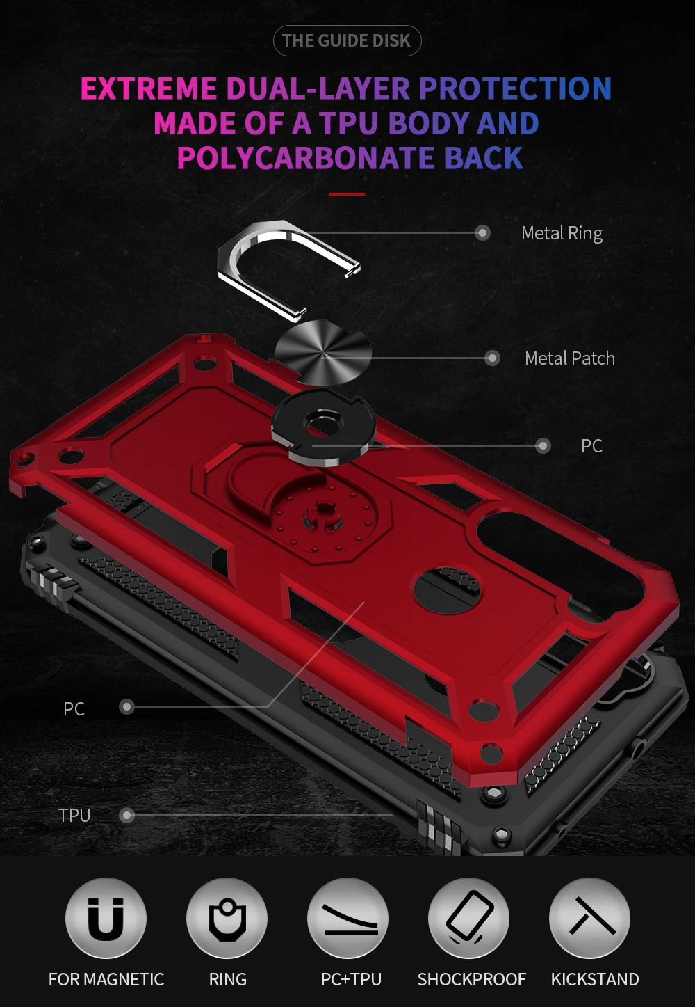 Shockproof Phone Case With Ring Stand And Car Holder For Redmi_voghion.com
