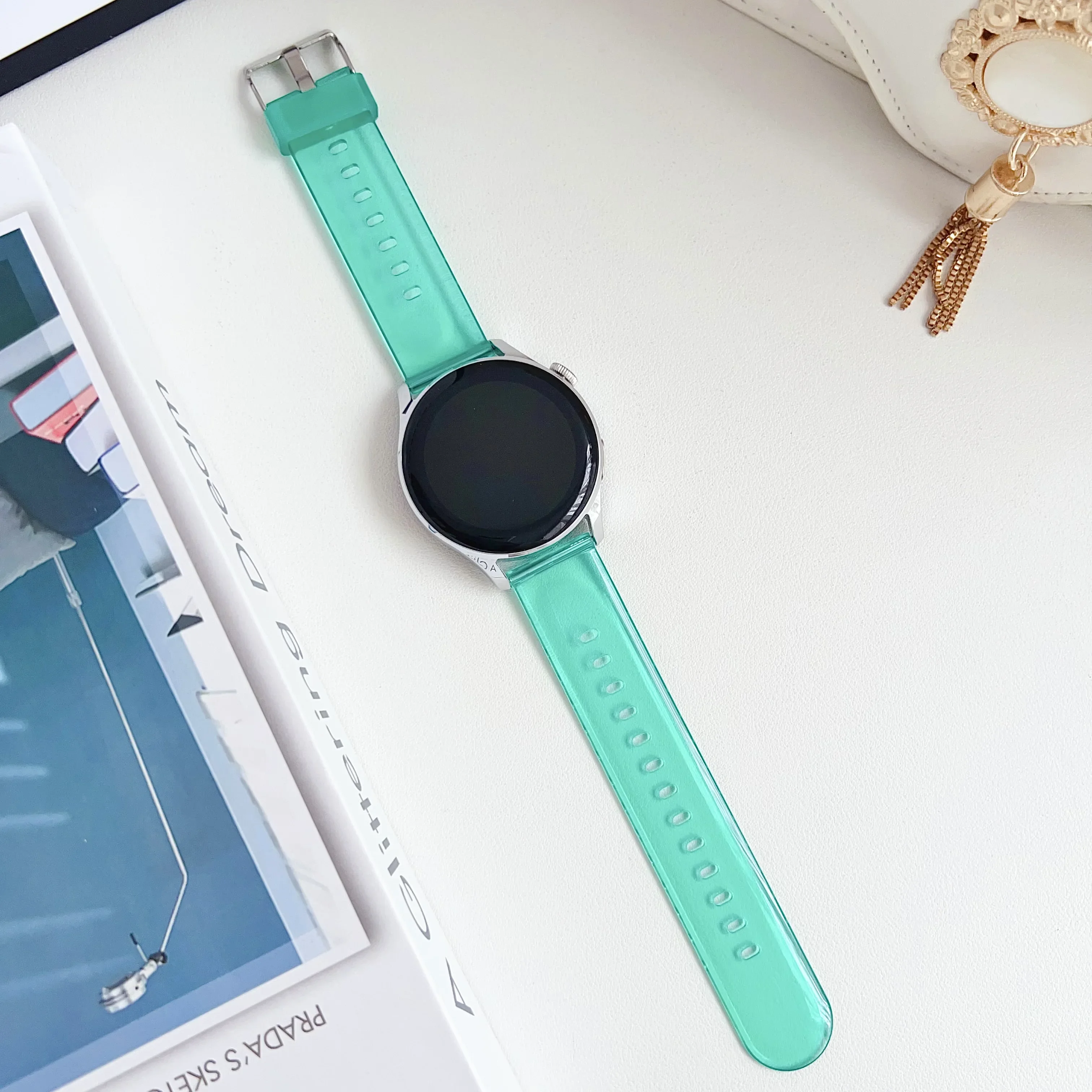 Enhanced Silicone Watch Strap – Premium Transparent Band, 20mm Adjustable Width
