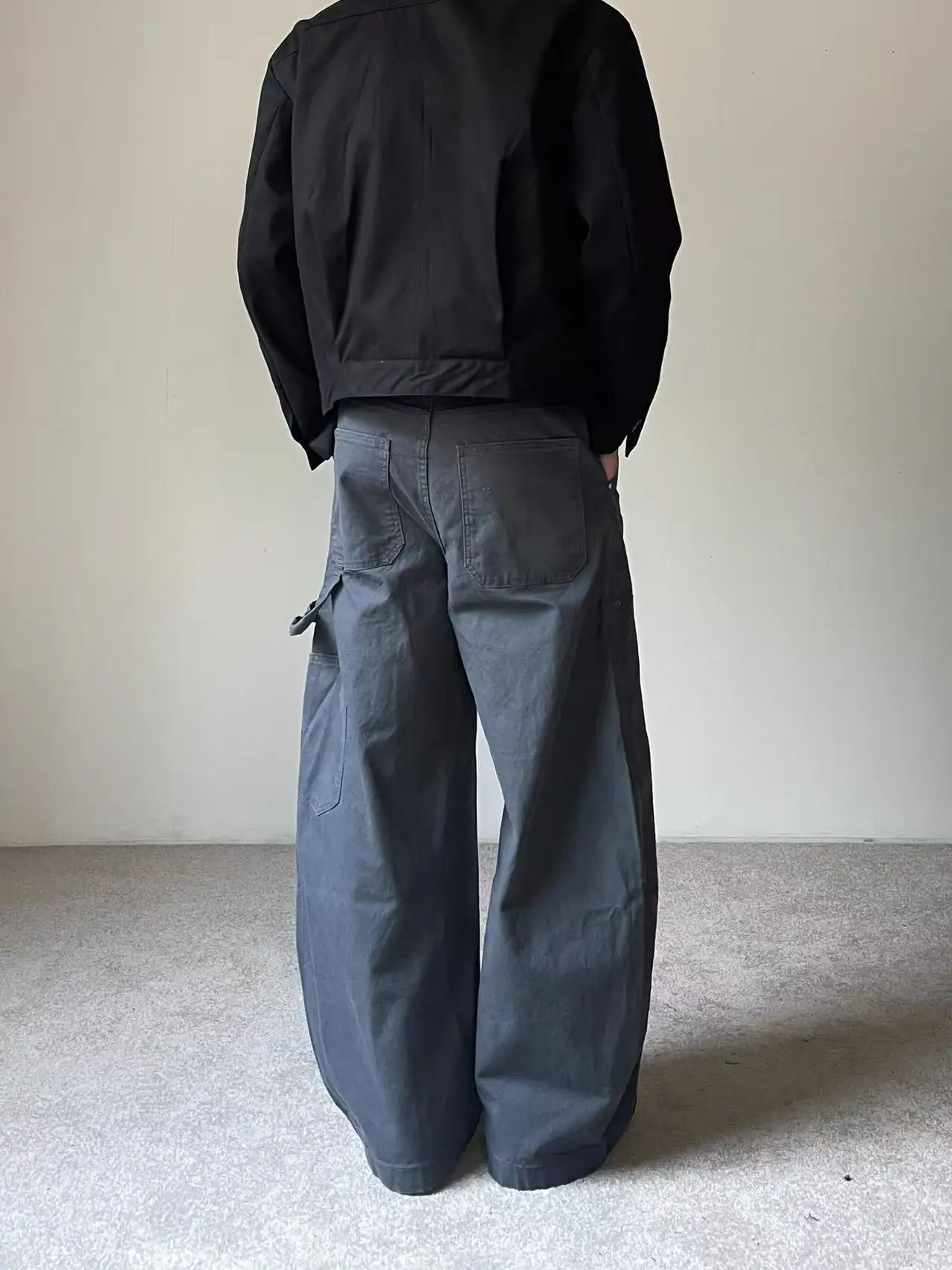 IEFB American Style Men's Casual Trousers Solid Color Patchwork Casual Washing Bottom Wide Leg Straight Male Pants Vintage 9X684