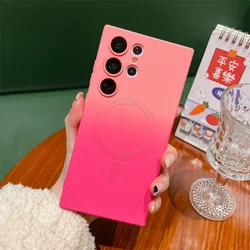 Luxury Gradient Soft Silicone Magnetic Case with Lens Film Cover - Samsung Note 20Ultra (Pink)
