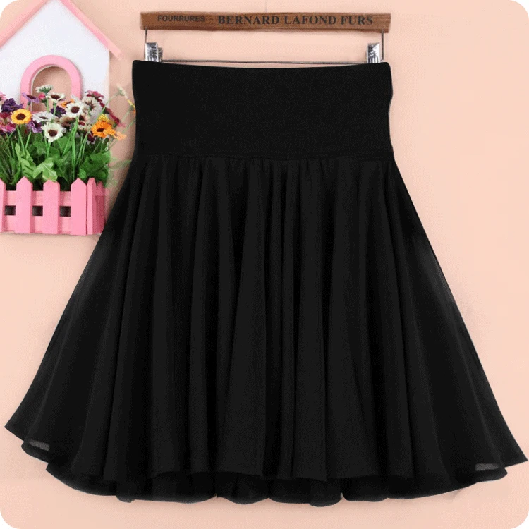 long skirts for women 2021 Chiffon Short Skirt Wave Dot Skirt Puffy  Pants Summer Large Anti Light High Waist Half  A-line Yarn  Little yellow flower black maxi skirt Skirts