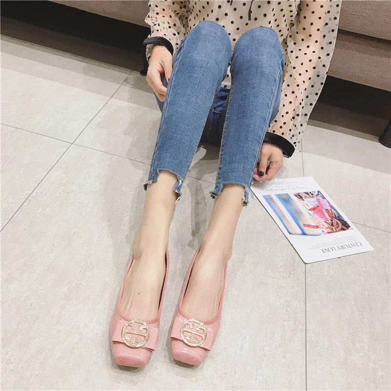2023 Spring New Korean Versatile Flat Women's Shoes Fashion Square Head Large Size Short Mouth Casual Women's Shoes 35-41 2